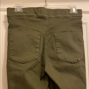 Free People army green skinny crop jegging raw hem